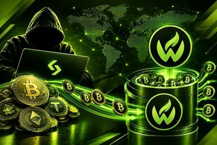 Hacker sending crypto funds into a Wasabi CoinJoin mixer